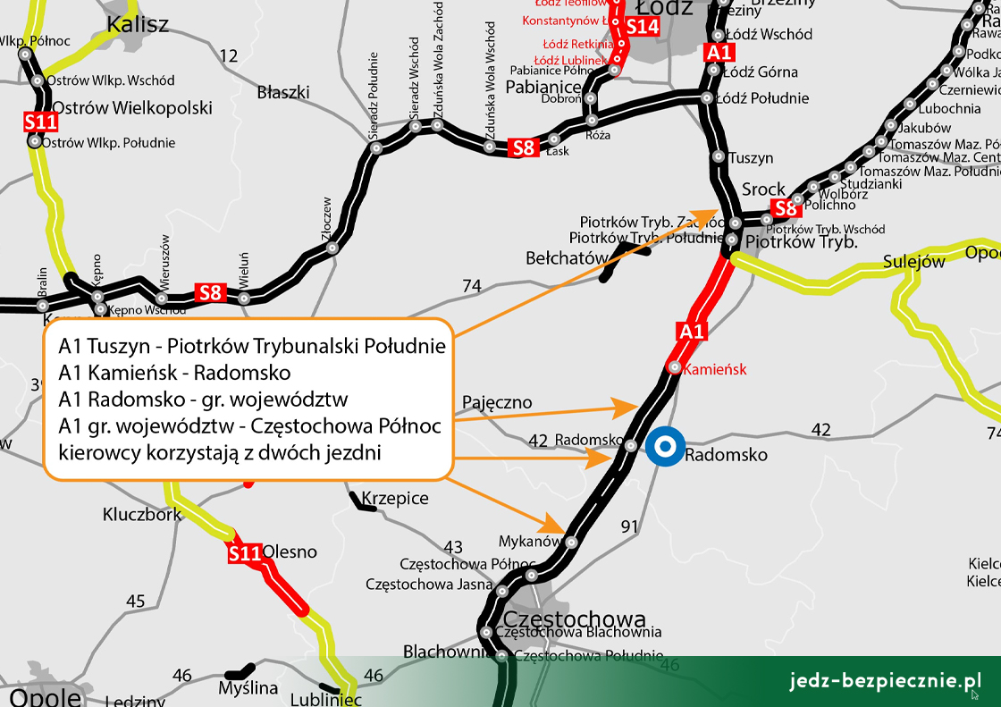 Polskie drogi - otwarcie A1 pomiędzy węzłami Piotrków Trybunalski Zachód i Południe